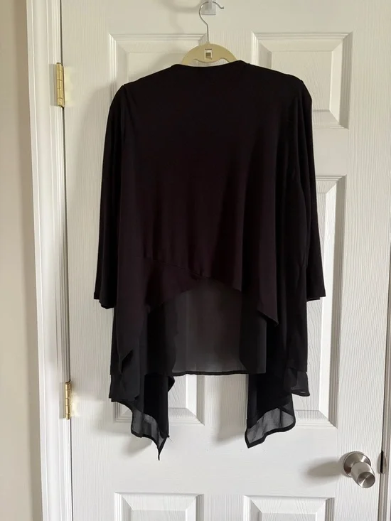 Lane Bryant Black Draped Open-Front Cardigan - Picture 2 of 4
